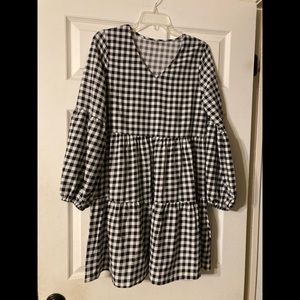 Buffalo check tiered dress size small
